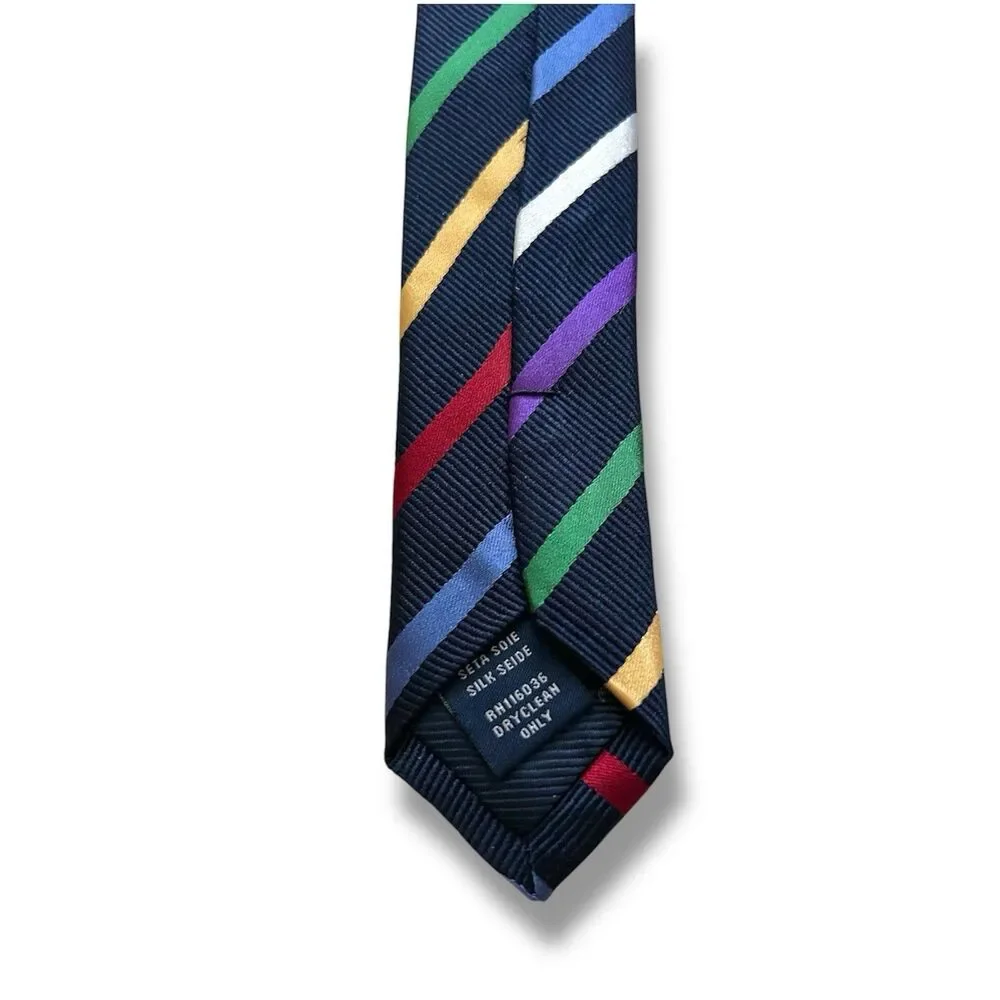 100% Silk Charles Tyrwhitt Multicolor Rainbow Blue Tie 58” X 3.37”